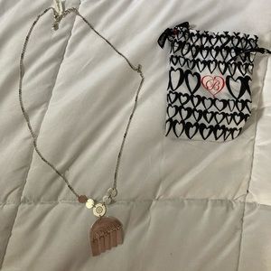New w tag - Brighton long hammered silver rainbow necklace with dust pouch